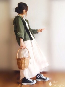 「one after another NICE CLAUP（ワンアフターアナザーナイスクラップ）のアイテム（ブルゾン）」を使った、ぴょんさん（レディース・167cm）の春コーディネート
