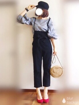 「Doシンプル部」｜「アイテム（つなぎ/オールインワン）」を使った、ぴょんさん（レディース・167cm）の夏コーディネート