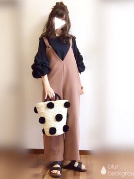 「KBF（ケイビーエフ）のアイテム（オールインワン・サロペット）」を使った、ぴょんさん（レディース・167cm）の夏コーディネート