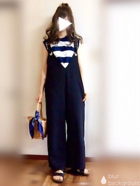 「KBF（ケイビーエフ）のアイテム（オールインワン・サロペット）」を使った、ぴょんさん（レディース・167cm）の夏コーディネート