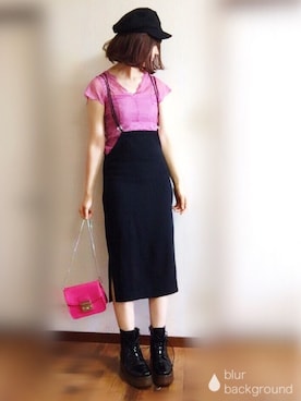 「one after another NICE CLAUP（ワンアフターアナザーナイスクラップ）のアイテム（キャスケット）」を使った、ぴょんさん（レディース・167cm）の夏コーディネート