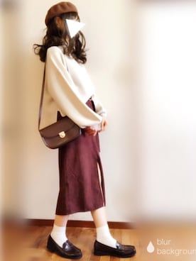 「ベレー帽推奨委員会」｜「アイテム（ローファー）」を使った、ぴょんさん（レディース・167cm）の秋コーディネート