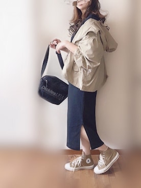 「ワッフル」｜「アイテム（マウンテンパーカー）」を使った、ぴょんさん（レディース・167cm）の春コーディネート