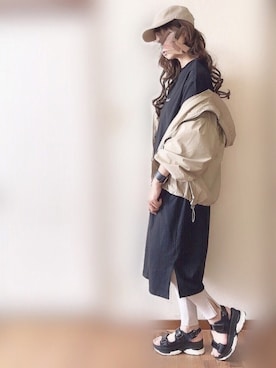 「KANGOL（カンゴール）のアイテム（ワンピース/ドレス）」を使った、ぴょんさん（レディース・167cm）の春コーディネート