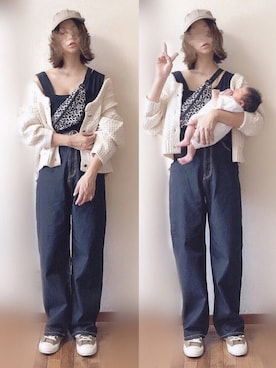 「赤ちゃん」｜「アイテム（アンサンブル）」を使った、ぴょんさん（レディース・167cm）の秋コーディネート