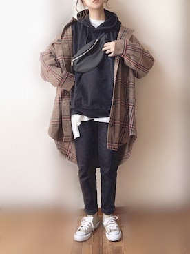 「haco!（ハコ）のアイテム（その他アウター）」を使った、ぴょんさん（レディース・167cm）の冬コーディネート