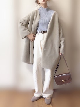 「JOURNAL STANDARD relume（ジャーナルスタンダード　レリューム）のアイテム（ムートンコート）」を使った、ぴょんさん（レディース・167cm）の冬コーディネート