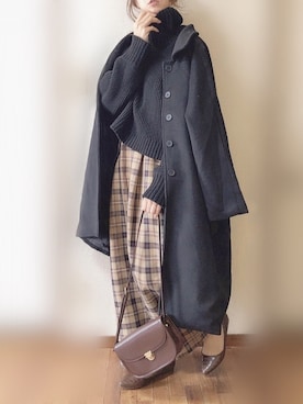 「Libra Cue（リブラ キュー）のアイテム（ステンカラーコート）」を使った、ぴょんさん（レディース・167cm）の冬コーディネート