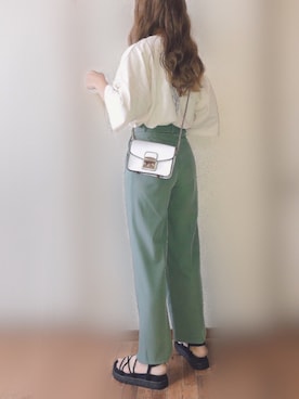 「fifth（フィフス）のフラップチェーンショルダーバッグ（ショルダーバッグ）」を使った、ぴょんさん（レディース・167cm）の夏コーディネート