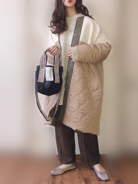 「シアタープロダクツ(THEATRE PRODUCTS)」｜「アイテム（ダウンジャケット/コート）」を使った、ぴょんさん（レディース・167cm）の冬コーディネート