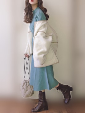 「レースアップシューズ」｜「アイテム（ムートンコート）」を使った、ぴょんさん（レディース・167cm）の冬コーディネート