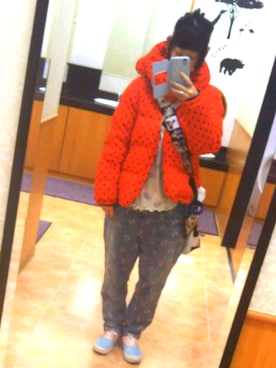 「Candy Stripper（キャンディストリッパー）のアイテム（ダウンジャケット/コート）」を使った、！！さん（レディース・154cm）の冬コーディネート