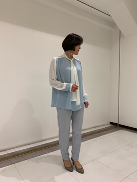 「NARACAMICIE（ナラカミーチェ）のアイテム（パンツ、ブルー系）」を使った、madoka1016さん（レディース・157cm）の冬コーディネート