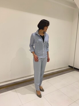 「NARACAMICIE（ナラカミーチェ）のアイテム（シャツ/ブラウス、ブルー系）」を使った、madoka1016さん（レディース・157cm）の冬コーディネート
