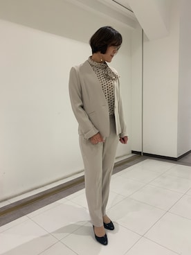 「NARACAMICIE（ナラカミーチェ）のアイテム（ノーカラージャケット）」を使った、madoka1016さん（レディース・157cm）の冬コーディネート