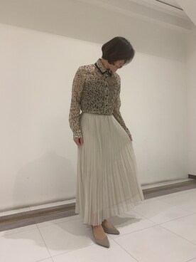 「NARACAMICIE（ナラカミーチェ）のアイテム（シャツ/ブラウス、ベージュ系）」を使った、madoka1016さん（レディース・157cm）の春コーディネート