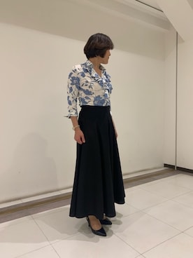 「NARACAMICIE（ナラカミーチェ）のアイテム（シャツ/ブラウス、ブルー系）」を使った、madoka1016さん（レディース・157cm）の春コーディネート