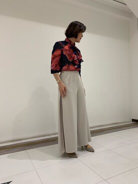 「NARACAMICIE（ナラカミーチェ）のアイテム（シャツ/ブラウス、ブルー系）」を使った、madoka1016さん（レディース・157cm）の春コーディネート