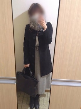 「ブーツコーデ」｜「アイテム（ステンカラーコート）」を使った、LIoNCatさん（レディース・152cm）の冬コーディネート
