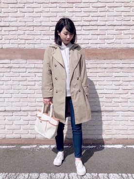 「DRESKIP（ドレスキップ）のアイテム（パーカー）」を使った、ネリさん（レディース・162cm）の春コーディネート
