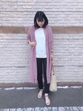 「SHOO・LA・RUE（シューラルー）の◆配色ストラップフラットサンダル（サンダル）」を使った、ネリさん（レディース・162cm）の夏コーディネート