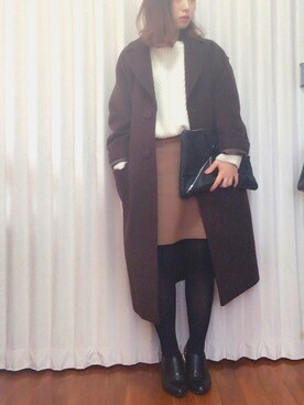 「Mila Owen」｜「アイテム（チェスターコート）」を使った、yoccoさん（レディース・153cm）の冬コーディネート