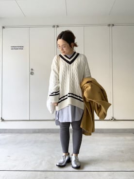 「A part by（アパートバイ）のアイテム（ピーコート）」を使った、yoccoさん（レディース・154cm）の冬コーディネート