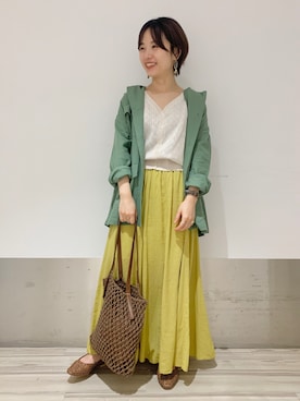 「LOWRYS FARM（ローリーズファーム）のメッシュフラットシューズ　864880（パンプス）」を使った、yoccoさん（レディース・154cm）の春コーディネート