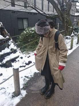 「黒ワンピ」｜「アイテム（その他アウター）」を使った、だまさん（レディース・152cm）の冬コーディネート