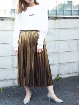 「アイテム（パンプス、グレー系）」を使った、kisa さん（レディース・157cm）の春コーディネート