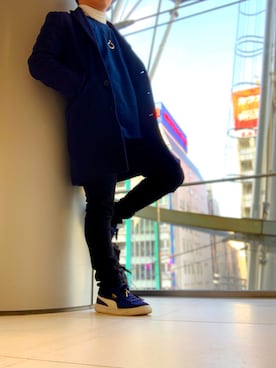 「リドム黒スキニー」｜Massuさん（メンズ・165cm）の冬コーディネート