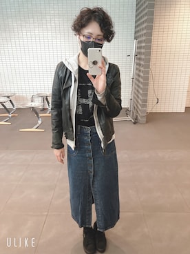 「ショートヘア」｜「アイテム（ライダースジャケット）」を使った、neutralcolourさん（レディース・162cm）の秋コーディネート