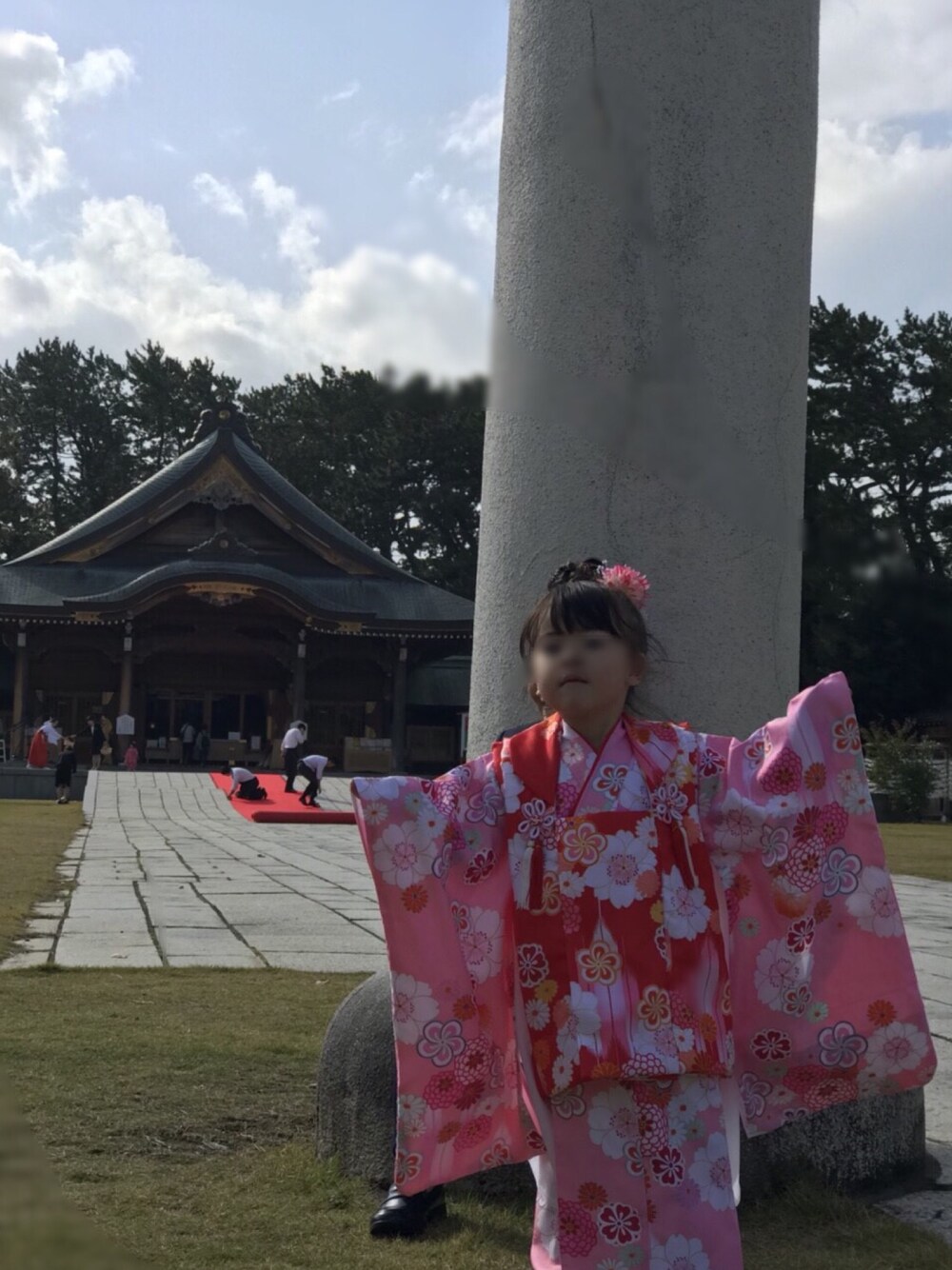 「七五三詣り、5歳男の子、３歳女の子、七五三撮影」｜「七五三のアイテム（その他、ピンク系）」を使った、chansaaaaaさん（キッズ・90cm）の冬コーディネートの1枚目の写真