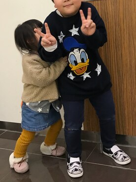 「アイテム（モカシン/デッキシューズ）」を使った、chansaaaaaさん（キッズ・90cm）の冬コーディネート