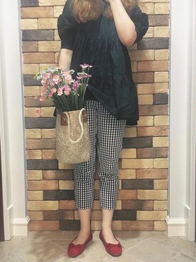 「Heather（ヘザー）のティアードチュニックブラウス　885432（シャツ/ブラウス）」を使った、luvblankyさん（レディース・160cm）の夏コーディネート