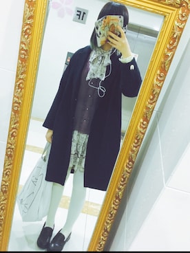 「POU DOU DOU（プードゥドゥ）のアイテム（チェスターコート）」を使った、沢さん（レディース・163cm）の春コーディネート