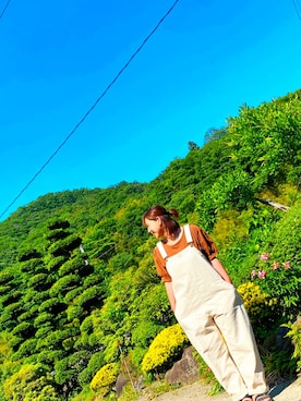 「Chambre（シャンブル）のアイテム（オールインワン・サロペット）」を使った、take☆さん（レディース・158cm）の夏コーディネート