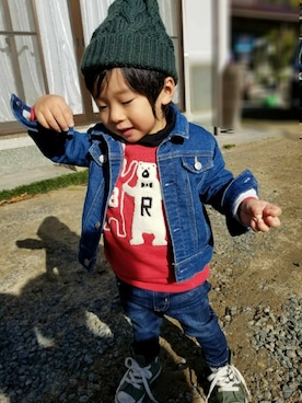 「SM2（エスエムツー）のアイテム（ジャケット/アウター）」を使った、☆☆K&S☆☆さん（キッズ・80cm）の冬コーディネート