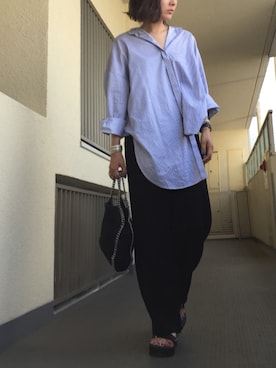 ENFOLDのシャツ/ブラウス（ブルー系）を使った人気ファッション