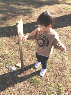 「こども ビームス（コドモビームス）のアイテム（スウェット）」を使った、MINAT☺︎さん（キッズ・80cm）の冬コーディネート