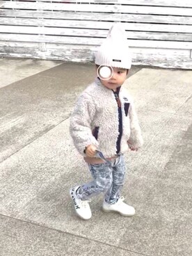 「ARCH & LINE（アーチアンドライン）のアイテム（帽子）」を使った、MINAT☺︎さん（キッズ・80cm）の冬コーディネート