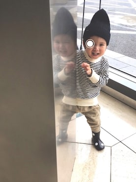 「ARCH & LINE（アーチアンドライン）のアイテム（帽子）」を使った、MINAT☺︎さん（キッズ・74cm）の夏コーディネート