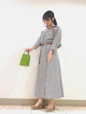 「テチチ(Te chichi)」｜「アイテム（シャツワンピース）」を使った、Nairiさん（レディース・157cm）の春コーディネート