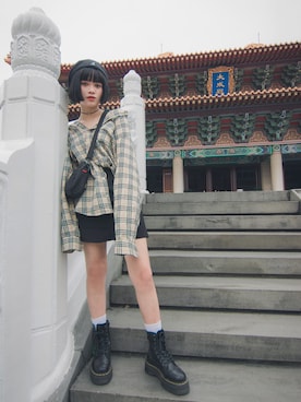「Taichung」｜「アイテム（ハンチング/ベレー帽）」を使った、Liuさん（レディース・158cm）の春コーディネート