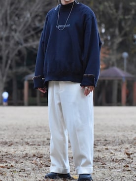 「stein（シュタイン）のアイテム（スウェット）」を使った、Kさん（メンズ・171cm）の冬コーディネート