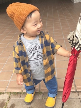 「BUDDY Lee（バディーリー）のアイテム（トップス）」を使った、yo_yoさん（キッズ・80cm）の秋コーディネート