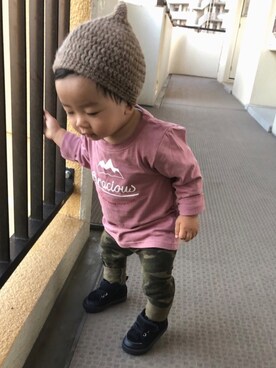 「handmade」｜「アイテム（ニットキャップ/ビーニー）」を使った、yo_yoさん（キッズ・80cm）の秋コーディネート