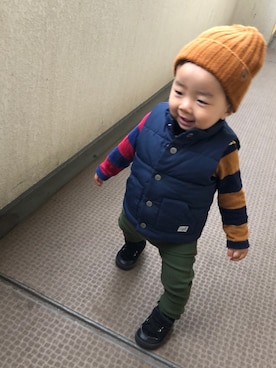 「Moujonjon（ムージョンジョン）のアイテム（パンツ）」を使った、yo_yoさん（キッズ・80cm）の秋コーディネート