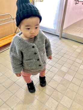 「DAISO（DAISO）のアイテム（帽子）」を使った、yo_yoさん（キッズ・80cm）の秋コーディネート