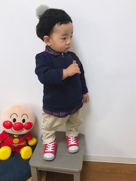 「Handmade（ハンドメイド）のアイテム」を使った、yo_yoさん（キッズ・80cm）の冬コーディネート